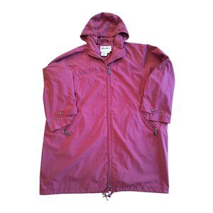 Vintage Eddie Bauer Oversized Large Long Red Hooded Full-Zip Jacket Drawstring